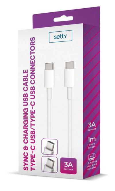 GSM106098 SETTY cable USB-C - USB-C 1,0 m 3A white