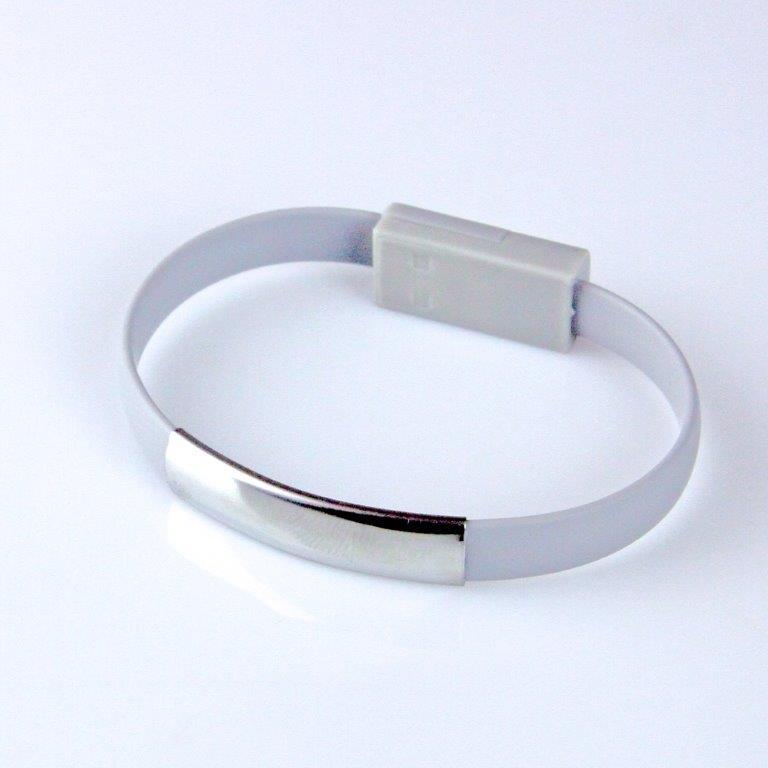 GT kábel USB/micro USB, náramok, sivý