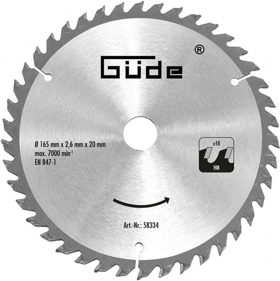 Güde 58334 Pilový kotouč O 165x20mm 48 4015671650276