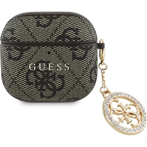 Guess 4G Script PC/PU Charm Púzdro pre AirPods 4 hnedé 57983124131