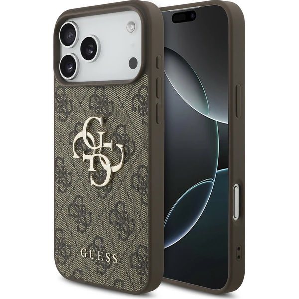 Guess PU 4G Metal Logo kryt iPhone 17 Pro hnedý 57983128749