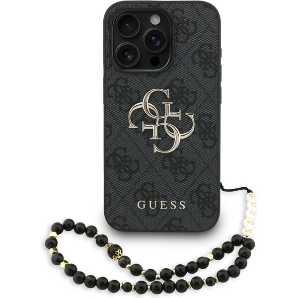 Guess PU 4G Metal Logo Strap kryt iPhone 15 Pro Max čierny 57983125451