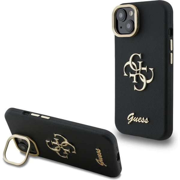 Guess PU Grained 4G Logo Stand Camera Frame kryt iPhone 15 čierny 57983125119