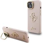 Guess PU Grained 4G Logo Stand Camera Frame kryt iPhone 15 ružový 57983125129