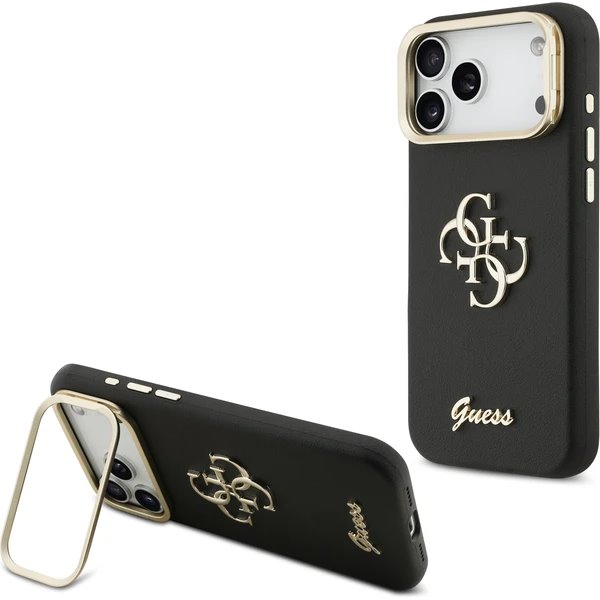 Guess PU Grained 4G Logo Stand Camera Frame kryt iPhone 17 Pro čierny 57983126951