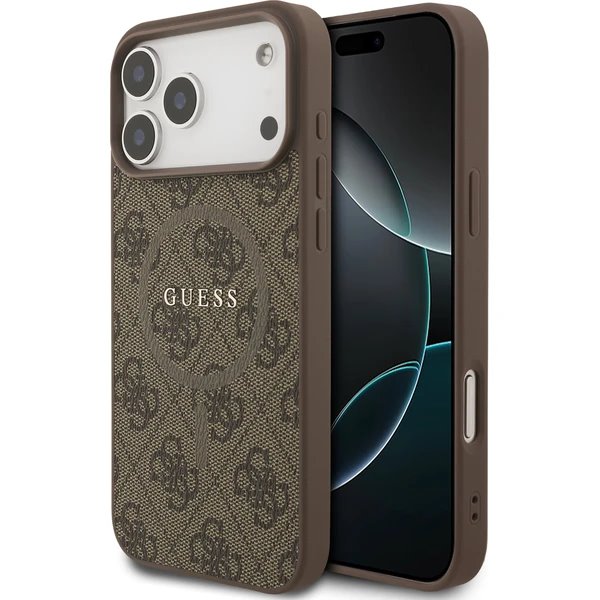 Guess PU Leather 4G Colored Ring MagSafe kryt iPhone 17 Pro hnedý 57983128232