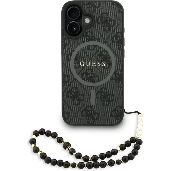 Guess PU Leather 4G Colored Ring Strap MagSafe kryt iPhone 16 čierny 57983125430
