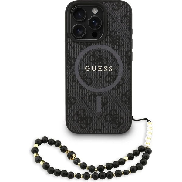 Guess PU Leather 4G Colored Ring Strap MagSafe kryt iPhone 16 Pro Max čierny 57983125432