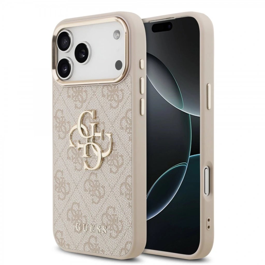 Guess PU Leather 4G Metal Logo Gold Frame kryt iPhone 17 Pro ružový 57983127125