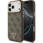 Guess PU Leather 4G Strass Triangle Logo Gold Frame MagSafe kryt iPhone 17 Pro hnedý 57983127113