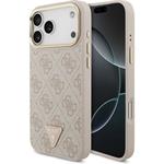Guess PU Leather 4G Strass Triangle Logo Gold Frame MagSafe kryt iPhone 17 Pro Max ružový 57983127117