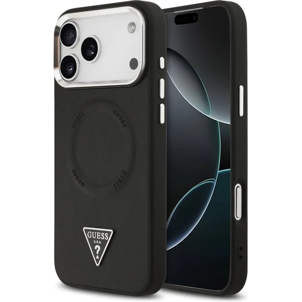 Guess PU Leather Triangle Logo MagSafe kryt iPhone 17 Pro čierny 57983127062