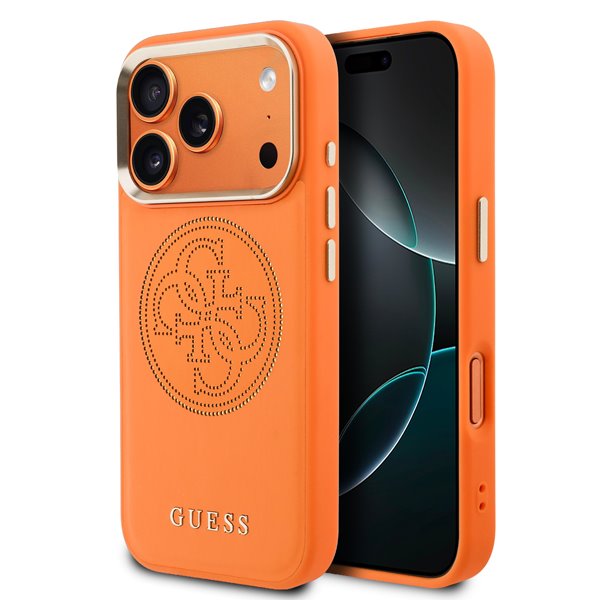 Guess PU Perforated 4G Logo MagSafe kryt iPhone 17 Pro Max oranžový 57983129035