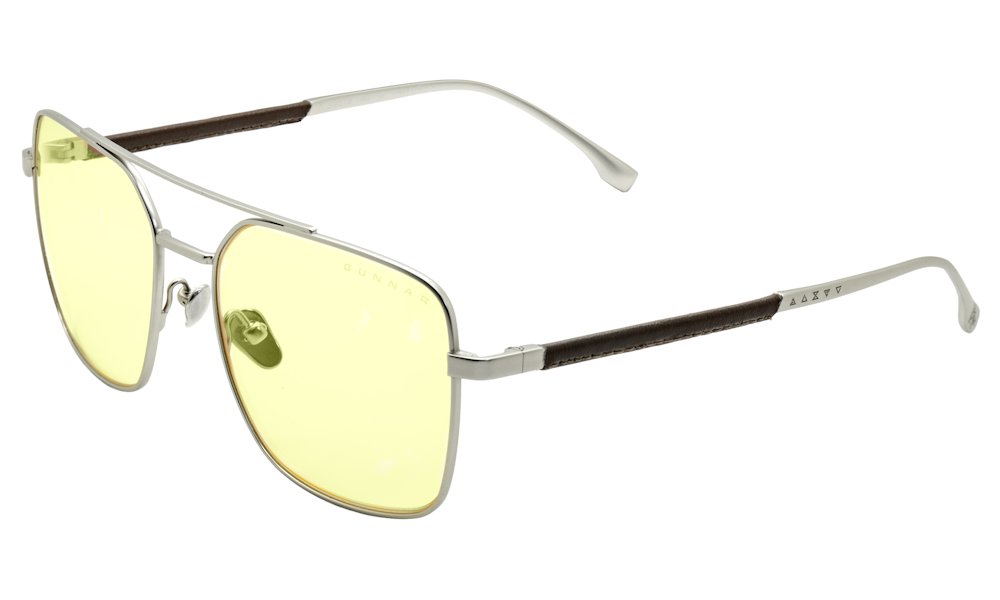 GUNNAR kancelářske/herní brýle WITCHER WHITE WOLF STEEL/UMBER jantarová skla BLF 65 GUNNAR focus WIT-WLF01