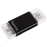 Hama čítačka kariet USB 2.0 SD/mSD Card pre smartfóny, tablety, čierna 123950