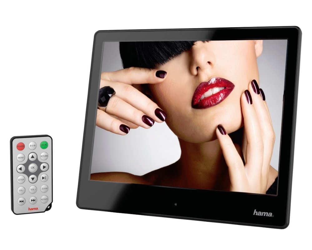 HAMA LED digitální fotorámeček 8SLP/ slim/ 20,32 cm (8")/ 4:3/ 4GB/ SD/SDHC/ Musik&Video/ černý 118578