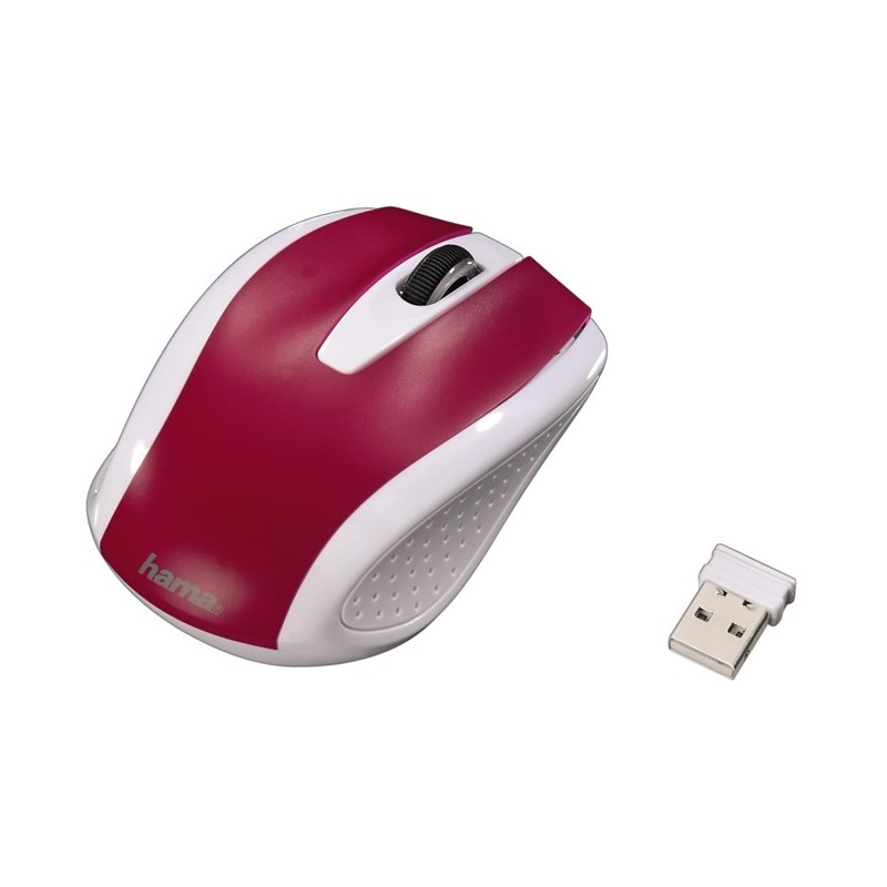 HAMA myš AM-7200/ bezdrátová/ optická/ 800 dpi/ 3 tlačítka/ USB/ bílo-červená 86534
