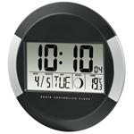 HAMA nástěnné hodiny PP-245/ digitální/ řízené rádiovým signálem DCF/ 1x AA/ černé 186383