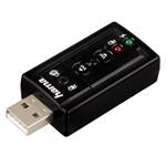 HAMA zvuková karta/ externí/ 7.1 surround/ USB/ 2x 3,5 mm jack/ černá 51620
