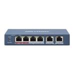 Hikvision DS-3E1106HP-EI, Smart switch 1x 100TX HI-PoE + 3x 100TX PoE; 2x 100TX uplink, 60W, Super PoE