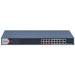 Hikvision DS-3E1318P-EI(B), Smart managed switch 16x100TX PoE + 2x Gb Uplink Combo port, 230W, Super PoE- dosah až 300m