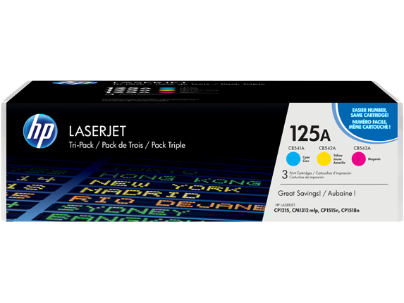 HP 125A CMY 3-pack LJ Toner Cart, 3 x 1 400 str, CF373AM