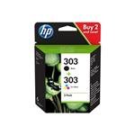 HP 303 Combo Pack - 2-balení - černá, trojbarevná dye-based - originál - inkoustová cartridge - pro 3YM92AE