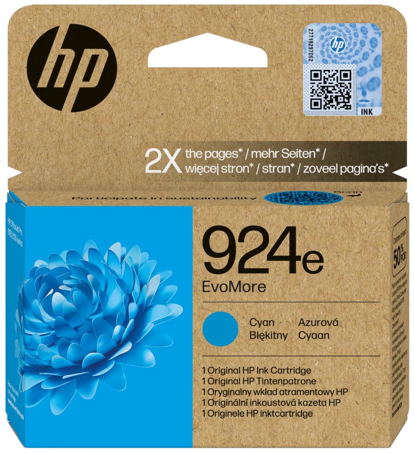HP 924e Azurová EvoMore originální inkoustová kazeta 4K0U7NE