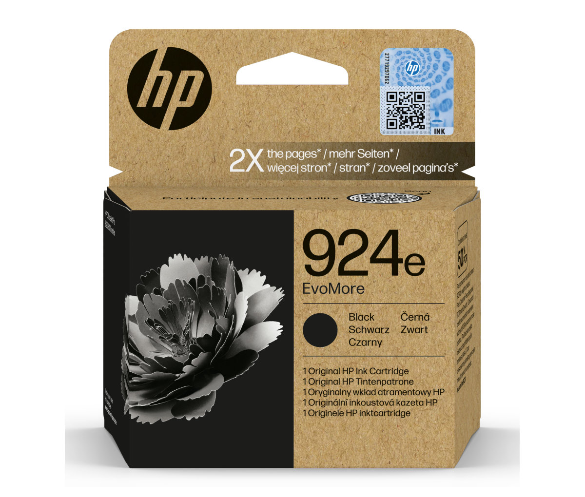 HP 924e inkoustová náplň černá, 4K0V0NE 4K0V0NE#SE1