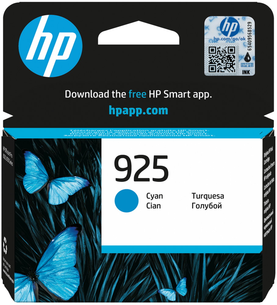 HP 925 Azurová originální inkoustová kazeta 4K0V6PE