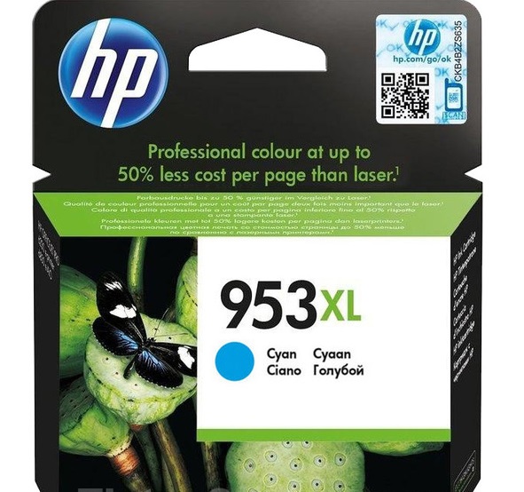 HP 953XL High Yield Cyan Original Ink Cartridge (1,600 pages) F6U16AE#BGY