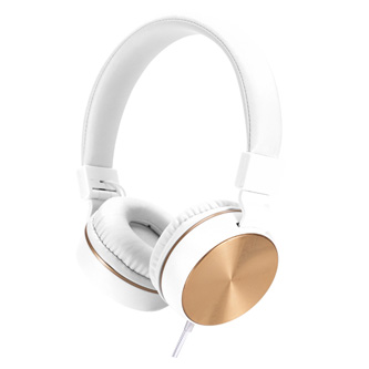 HP DHH-1206 White slúchadlá s mikrofónom, ovládanie hlasitosti, bielo-zlatá, klasická typ 3,5mm jac 8YJ97AA