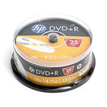 HP DVD+R, DRE00025-3, 25-pack, 4.7GB, 16x, 12cm, cake box, bez možnosti potlače, pre archiváciu dát