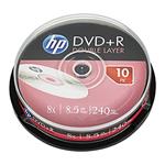 HP DVD+R, DRE00060-3, 10-pack, 8.5GB, 8x, 12cm, cake box, Dual Layer, bez možnosti potlače, pre arc