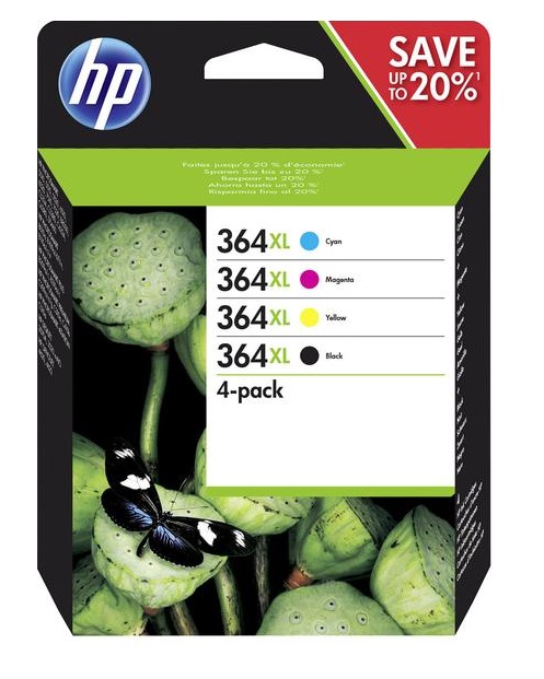 HP originál ink N9J74AE, HP 364XL Combo pack, CMYK, HP Photosmart C5393, Plus B209, Premium C309, P