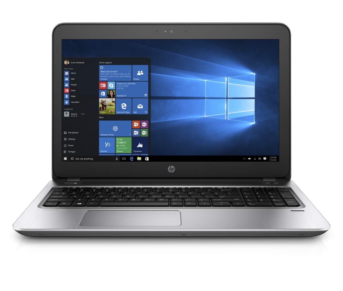 HP ProBook 450 G4, i7-7500U, 15.6 FHD, 8GB, 256GBSSD, DVDRW, FpR, ac, BT, Backlit kbd, W10Pro Z2Y66ES#BCM