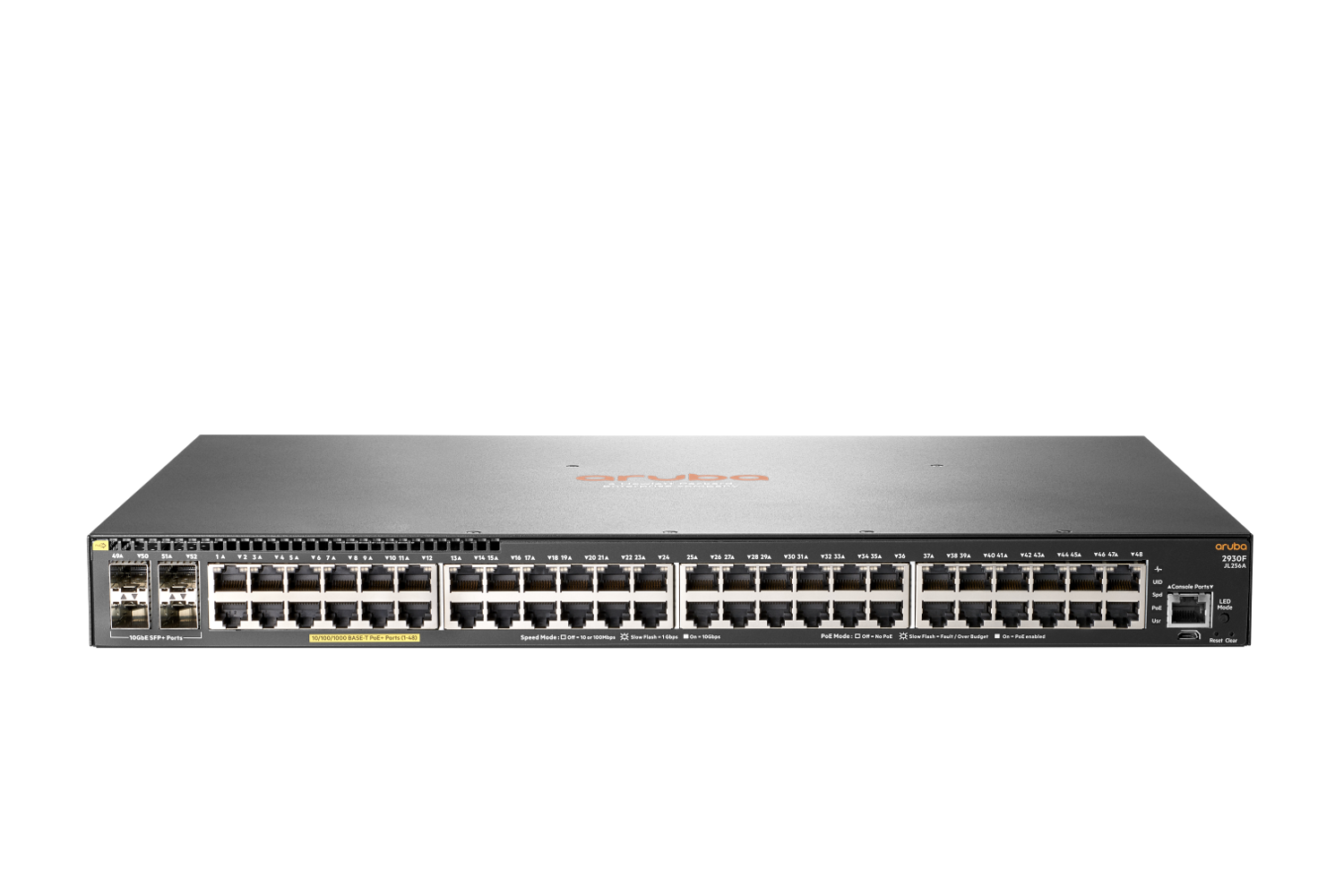 HPE Aruba 2930F 48G PoE+ 4SFP+ - Přepínač - L3 - řízený - 48 x 10/100/1000 (PoE+) + 4 x 1 Gigabit / JL558A