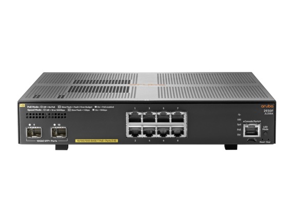 HPE Aruba 2930F 8G PoE+ 2SFP+ - Přepínač - L3 - řízený - 8 x 10/100/1000 (PoE+) + 2 x 1 Gigabit / 1 JL258A