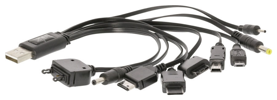 HQ P.SUP.USB500 - Univerzální napájecí adaptér Vícenásobný Nabíjecí Kabel Micro USB / Mini USB / PSP / Nokia 3.5 mm / N