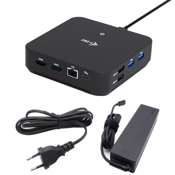 i-tec USB-C DP Dual HDMI Docking Station, Power Delivery 100W + Universal Charger 100W C31TRIVIDPRO100W