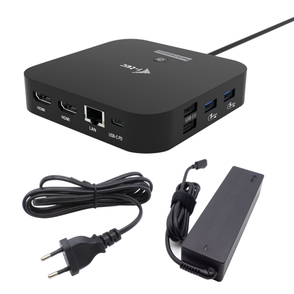 i-tec USB-C Dual HDMI Docking Station with Power Delivery 100W + Universal Charger 100W C31DUALHDMIDPD100
