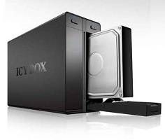 Icy Box External 2x3,5'' HDD Case RAID System 2x3,5'' SATA 3 HDD To USB3.0 Black IB-RD3662U3S