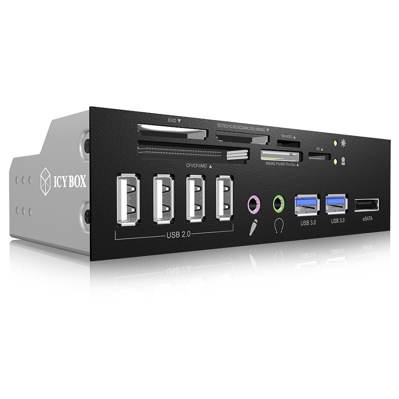 IcyBox Card Reader with multiport panel, USB 3.0, 1x eSATA interface IB-863a-B