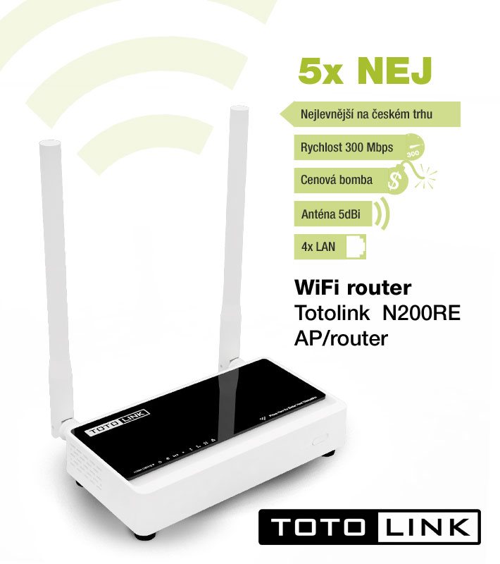 Router Totolink N200RE AP router 4x LAN 1x WAN 2 4GHz Router Totolink N200RE AP router 4x LAN 1x WAN 2 4GHz