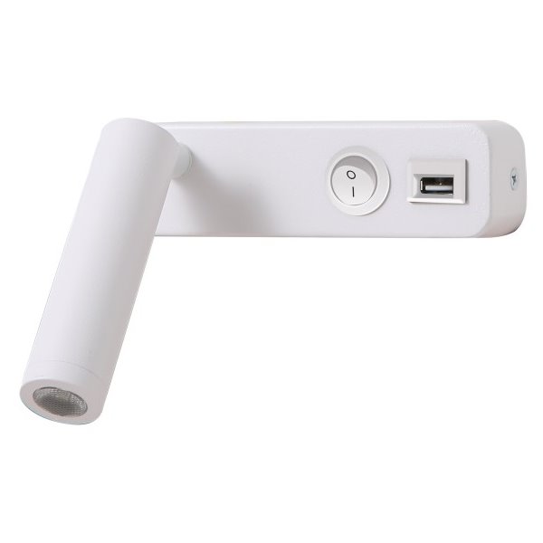 IMMAX GOAL designové nástěnné LED svítidlo, vypínač, USB, 3W, bílé 08279L