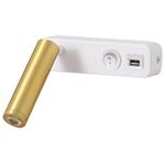 IMMAX GOAL designové nástěnné LED svítidlo, vypínač, USB, 3W, bílo-zlaté 08281L