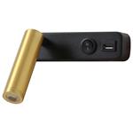 IMMAX GOAL designové nástěnné LED svítidlo, vypínač, USB, 3W, černo-zlaté 08280L