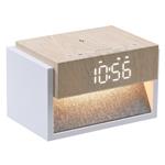 IMMAX LED budík DECENT/ bezdrátové nabíjení/ bílým šum/ 20W/ vstup 9V/2,22/12V/1,67A (PD 20W)/ 30lm/ USB-C/ hnědo 09114L