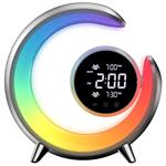 IMMAX LED noční lampička PEACOCK s hodinami/ RGB světlo/ 20W/ 400lm/ 5V/2,1A/ USB port/ stříbrná 08985L