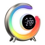 IMMAX LED noční lampička PEACOCK s hodinami/ RGB světlo/ 20W/ 400lm/ 5V/2,1A/ USB port/ zlatá 08981L